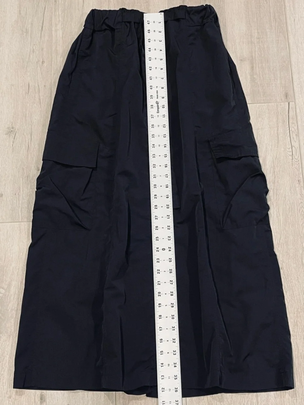 ZARA Long Black Cargo Midi Skirt XS Utility Belted Streetwear Minimalist